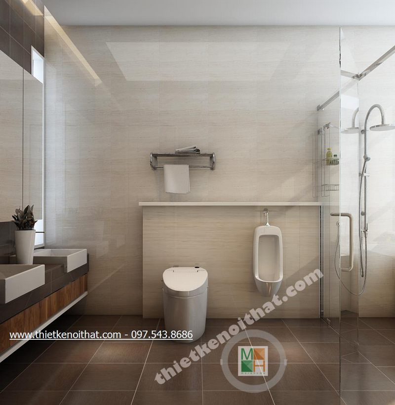 Thiết kế nội thất phòng tắm biệt thự Huyndai HillState Hà Đông Hà Nội